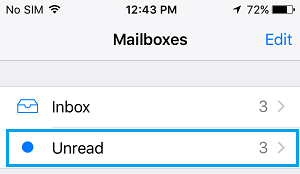 Непрочитанный почтовый ящик на iPhone