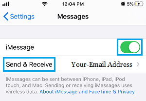 Включить iMessage на iPhone