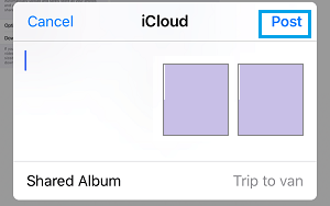 Опубликовать выбранные фотографии в общий альбом iCloud