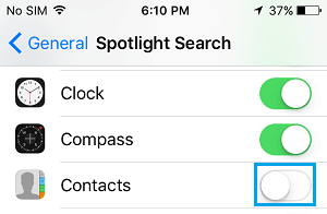 Скрыть контакты из поиска Spotlight на iPhone