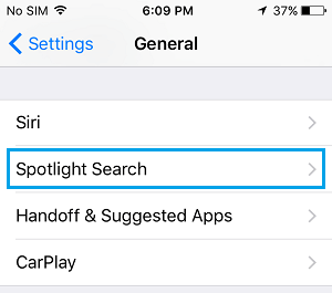 Вкладка поиска Spotlight на iPhone