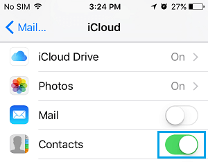 Установите контакты для синхронизации с iCloud