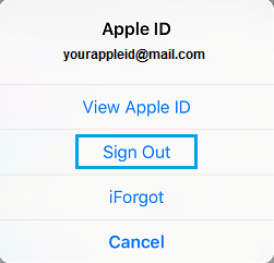 Выйти из вкладки Apple ID на iPhone
