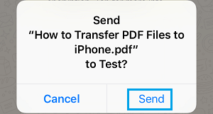 Отправить PDF из всплывающего окна iCloud