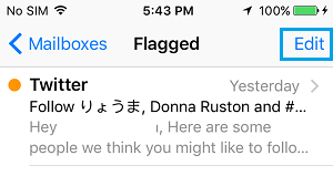 Редактировать помеченные электронные письма на iPhone