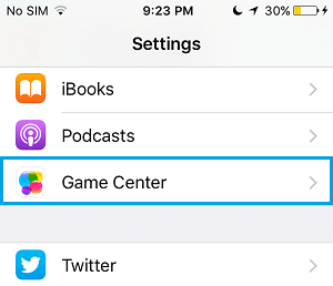 Настройки вкладки Game Center