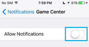 Отключить уведомления Game Center