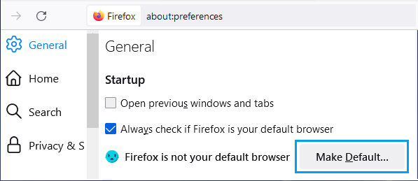 Сделать Firefox браузером по умолчанию