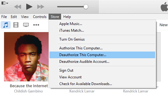 Возможность деавторизации компьютера в iTunes