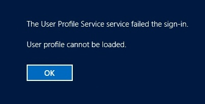 Служба профилей пользователей не смогла получить сообщение о входе в Windows 