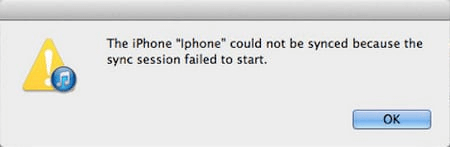Не удалось запустить сеанс синхронизации iTunes