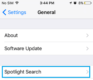 Вкладка поиска Spotlight на iPhone
