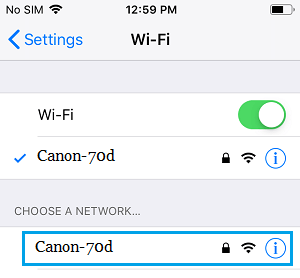 Подключите iPhone к сети Wi-Fi камеры