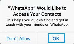 Разрешить WhatsApp доступ к контактам на iPhone