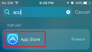 Поиск App Store на iPhone