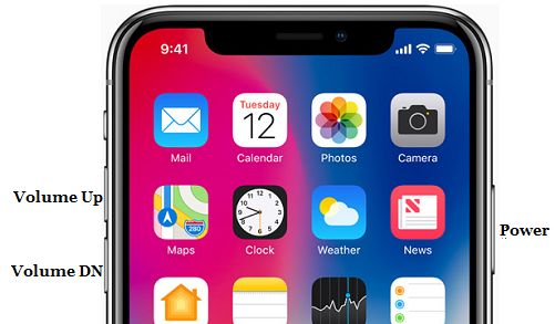 Боковая кнопка и кнопка громкости на iPhone X