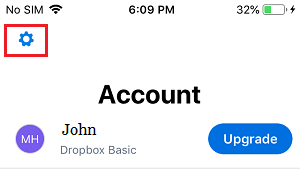 Значок настроек Dropbox