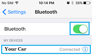 Автомобиль подключен к Bluetooth на iPhone