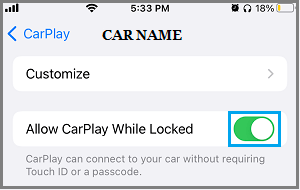 Разрешить CarPlay, когда iPhone заблокирован