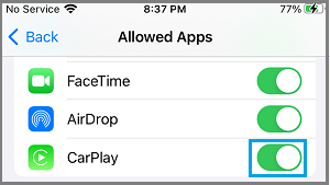 Разрешить CarPlay на iPhone