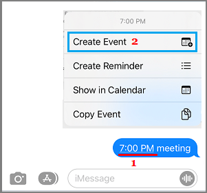 Создать событие с помощью приложения «Сообщения» на iPhone