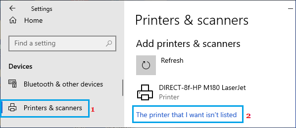 Принтер не указан в Windows 10