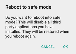 Вариант перезагрузки Android в безопасном режиме