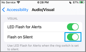 Включить светодиодную вспышку, когда iPhone молчит