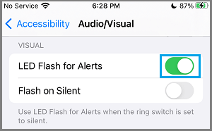 Включить опцию оповещений о светодиодной вспышке на iPhone