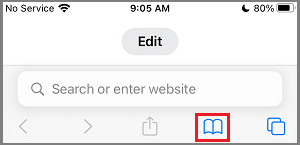 Значок книги в браузере iPhone Safari