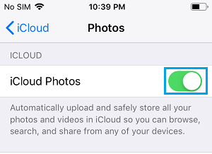 Включить фото iCloud на iPhone