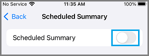 Отключить сводку запланированных уведомлений на iPhone