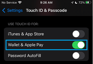Включить Touch ID для Apple Pay на iPhone