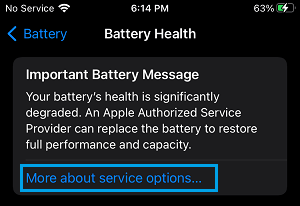 Сообщение о состоянии батареи на iPhone