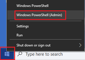 Откройте Windows PowerShell от имени администратора